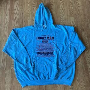 Lucky Mom with Awesome Son Hoodie Light Blue 3XL